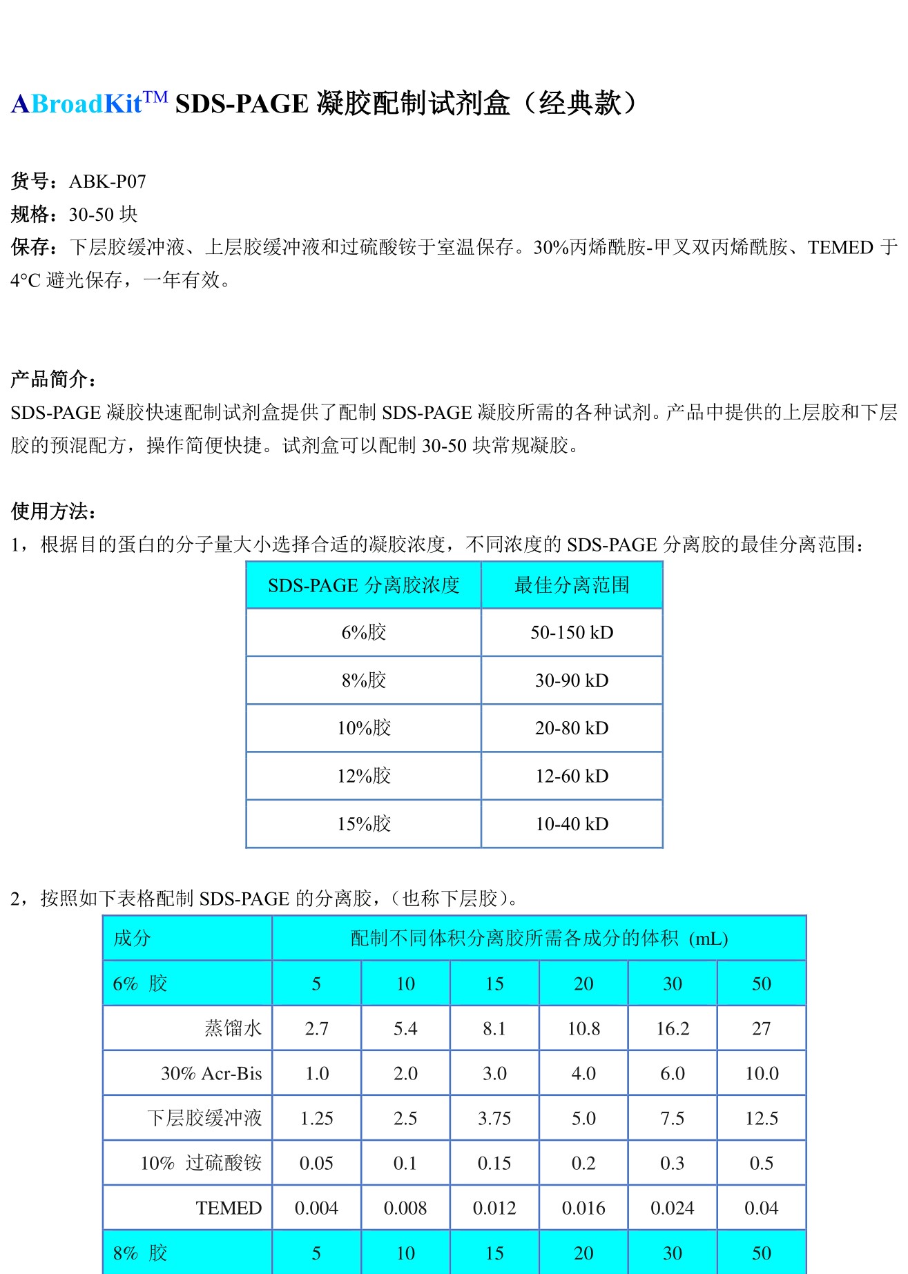 ABroadKit SDS-PAGE凝胶配制试剂盒 (经典款)使用说明书_17407264094561.jpg