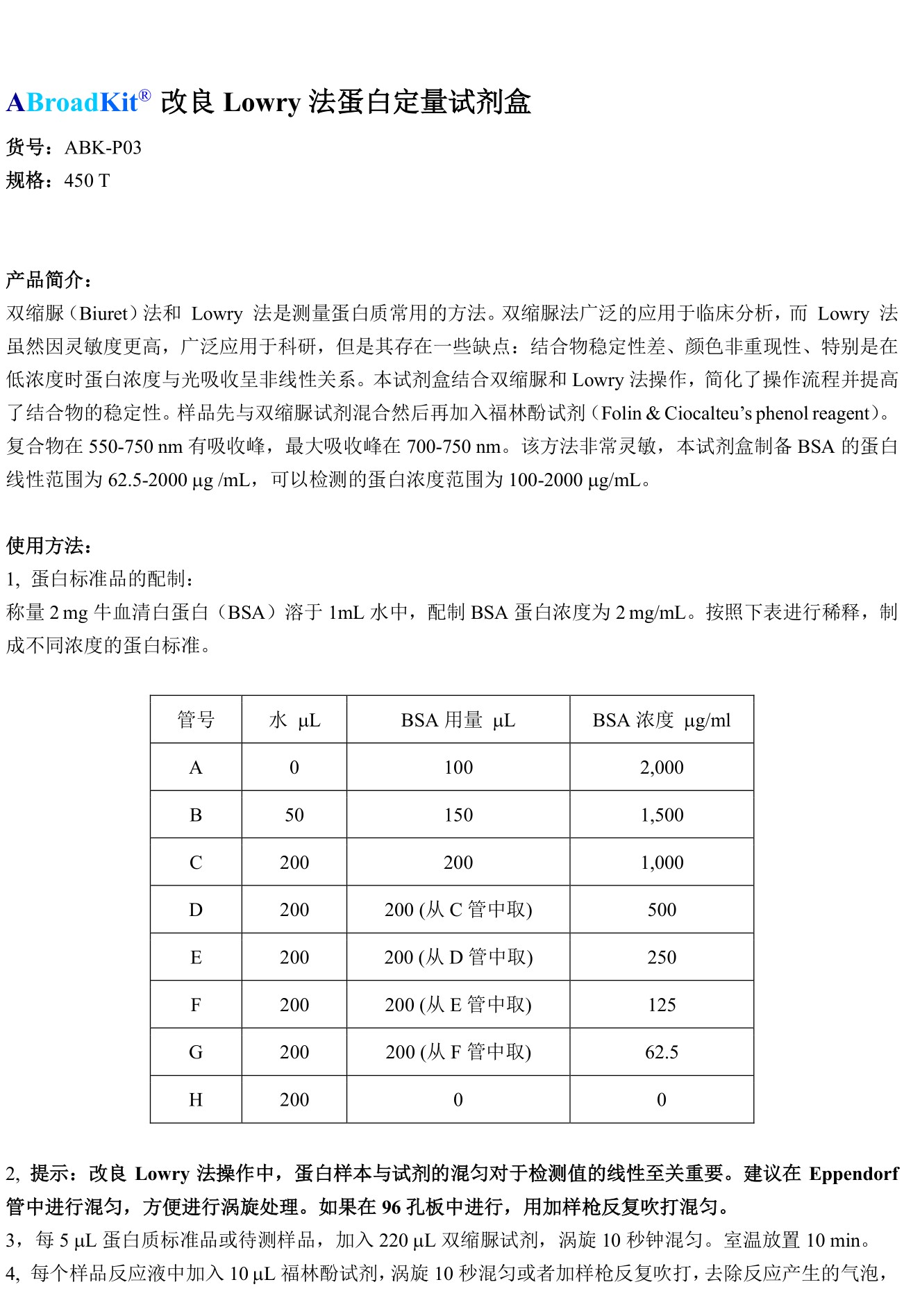 ABroadKit 改良Lowry法蛋白定量试剂盒使用说明书_17491868414711.jpg