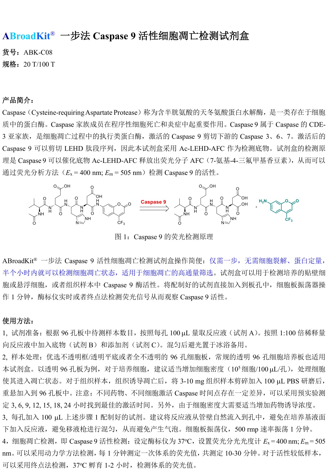 ABroadKit 一步法Caspase 9 活性细胞凋亡检测试剂盒 使用说明书_17511938917551.jpg