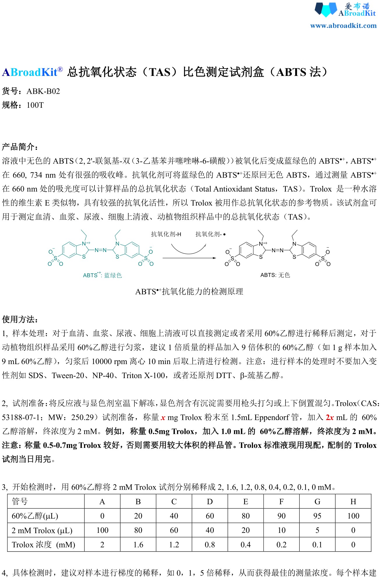 ABroadKit 总抗氧化状态（TAS）比色测定试剂盒（ABTS法）使用说明书_17786492667381.jpg